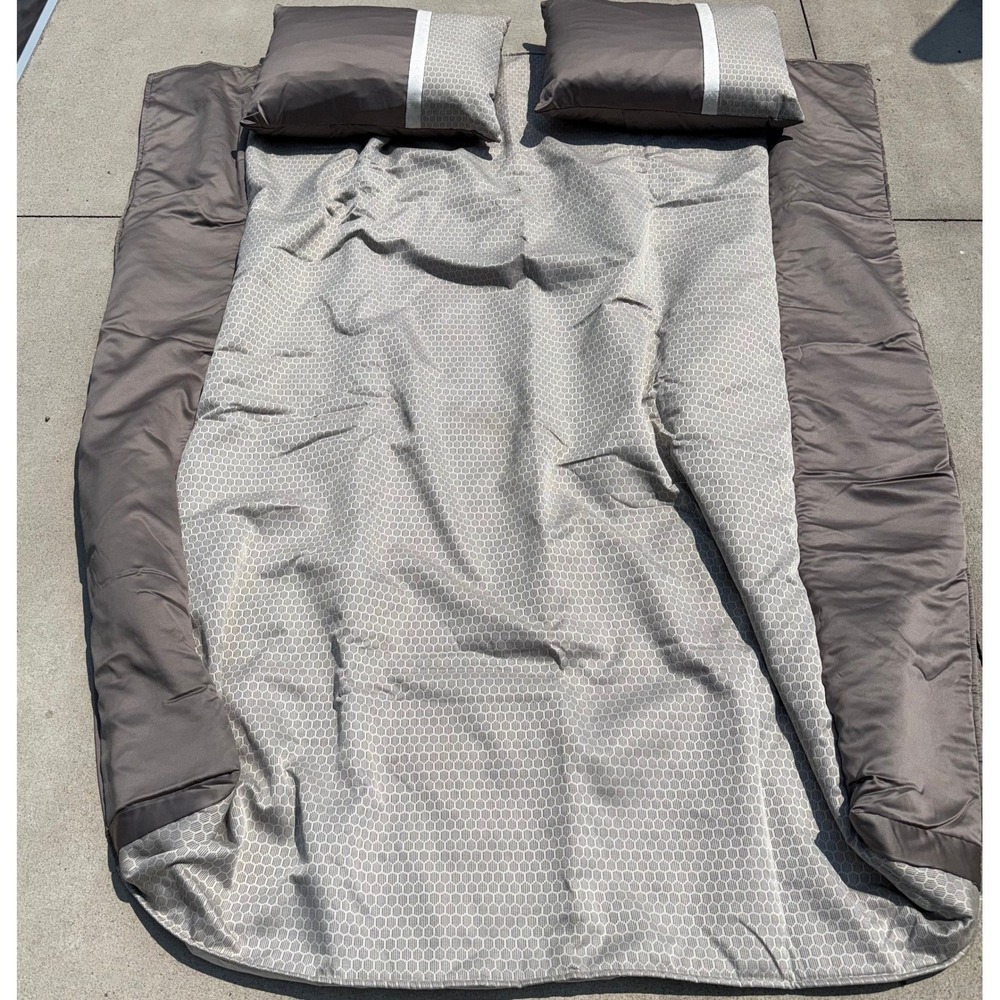 RV Short Queen Comforter Set 3pc Geometric Honeycomb Grey Taupe Camper Bedding